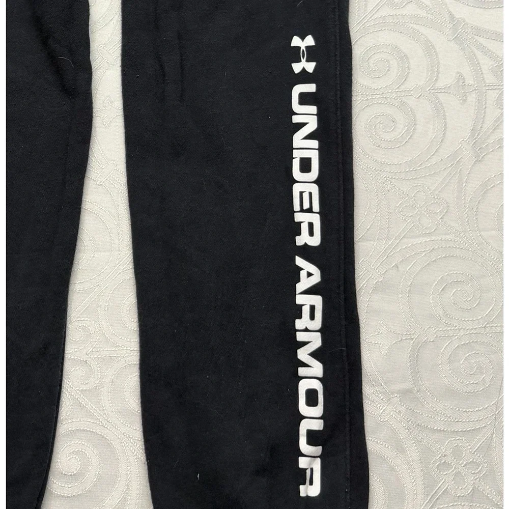 Under Armour Athletic Black Jogger Sweatpants Elastic Ribbed Waistband Men Small - Picture 10 of 10